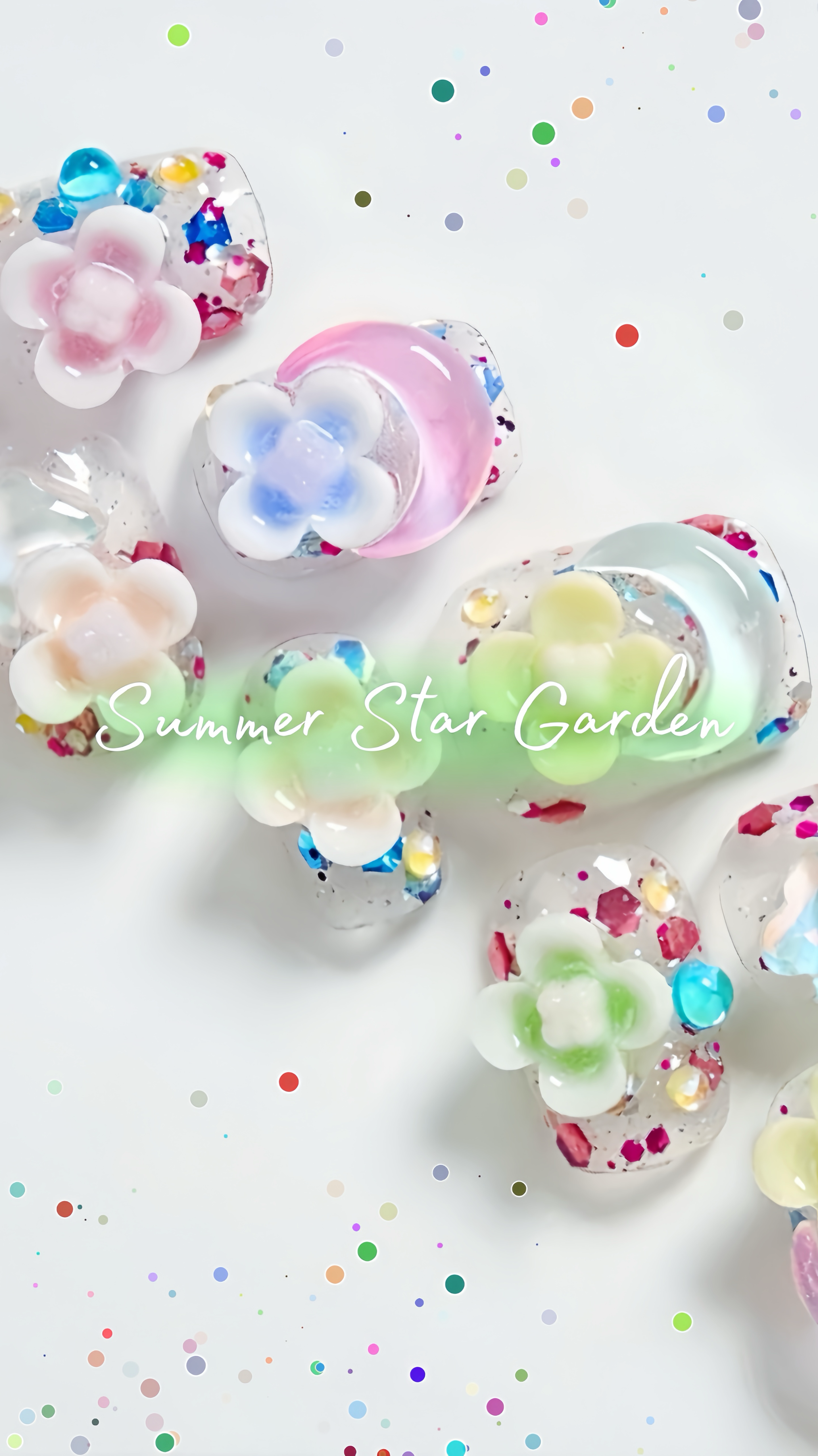 Summer Star Garden Handmade Press-On Nailsđź–¤Short Square