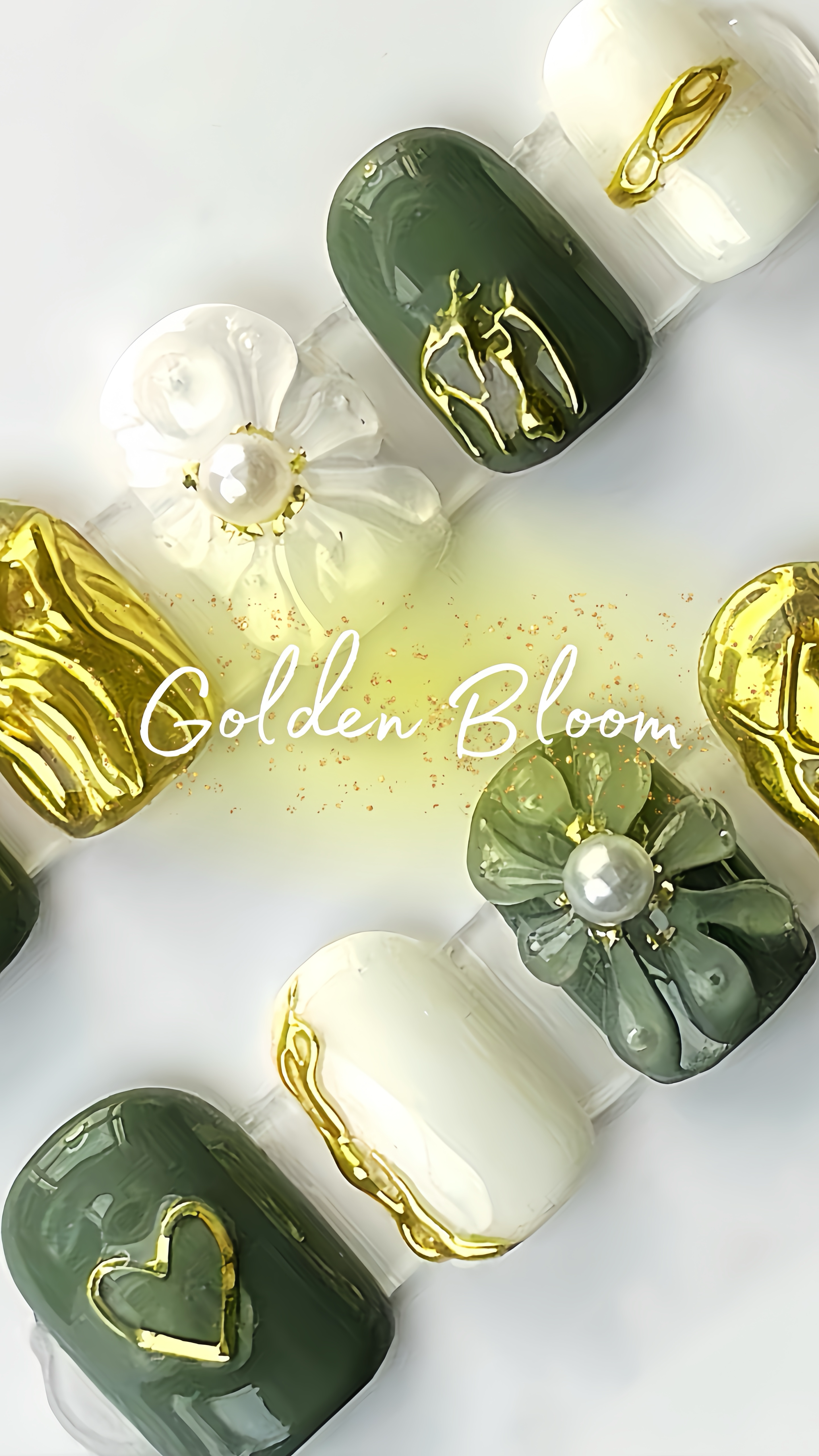 Golden Bloom Handmade Press-On Nailsđź–¤Short Square