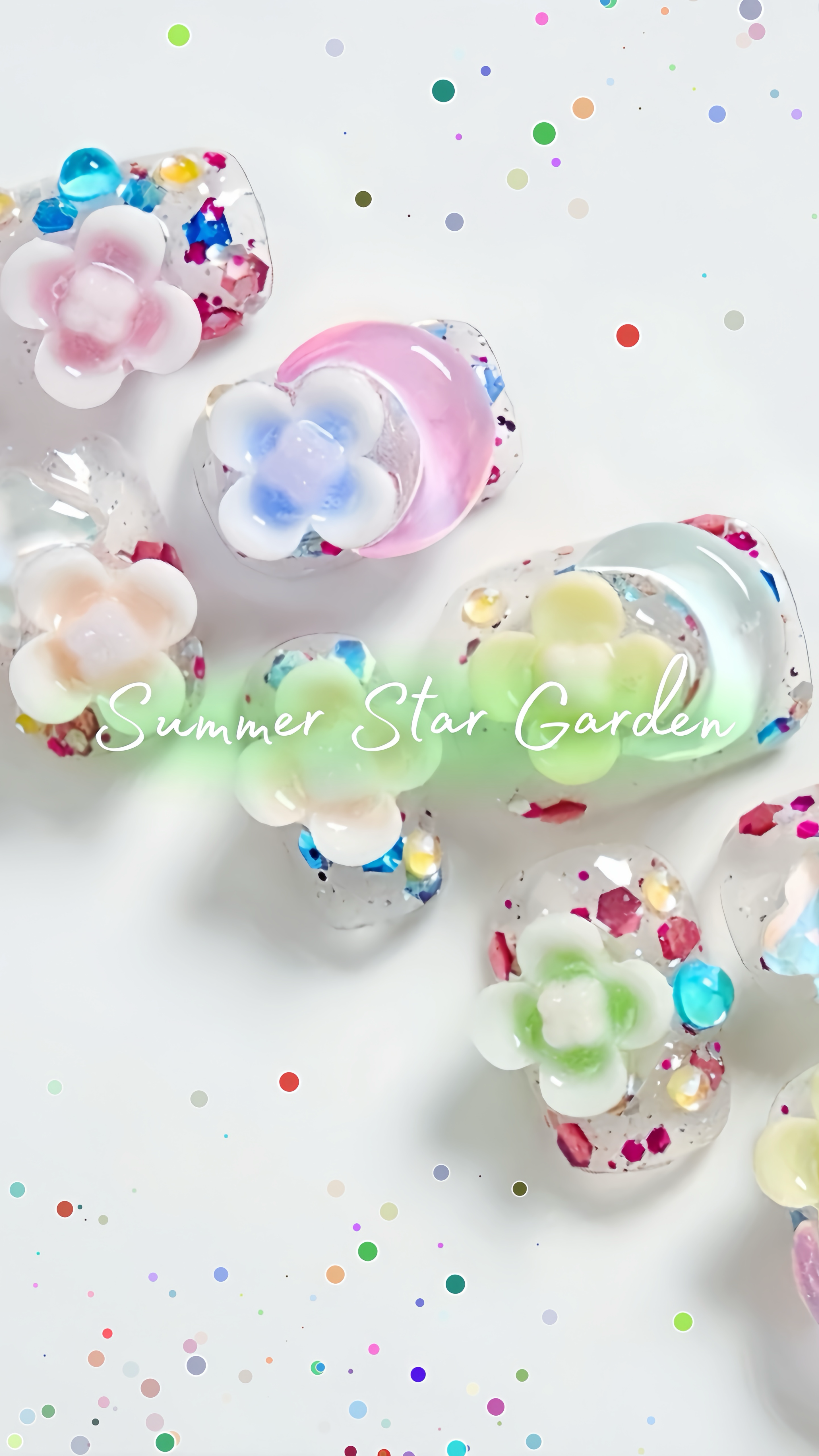 Summer Star Garden Handmade Press-On Nails🖤Short Square