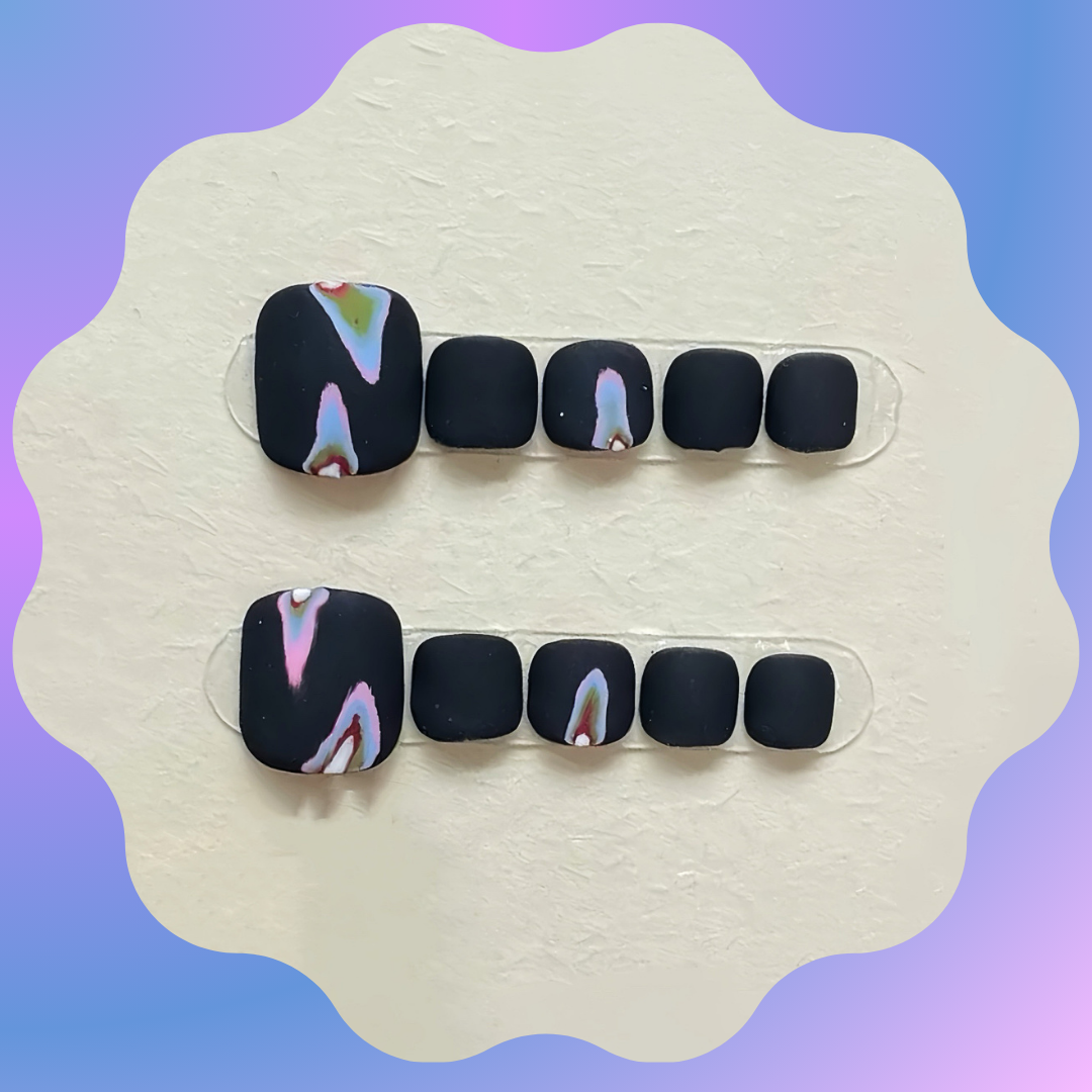 Midnight Sparkle Handmade Toe Press-On Nails